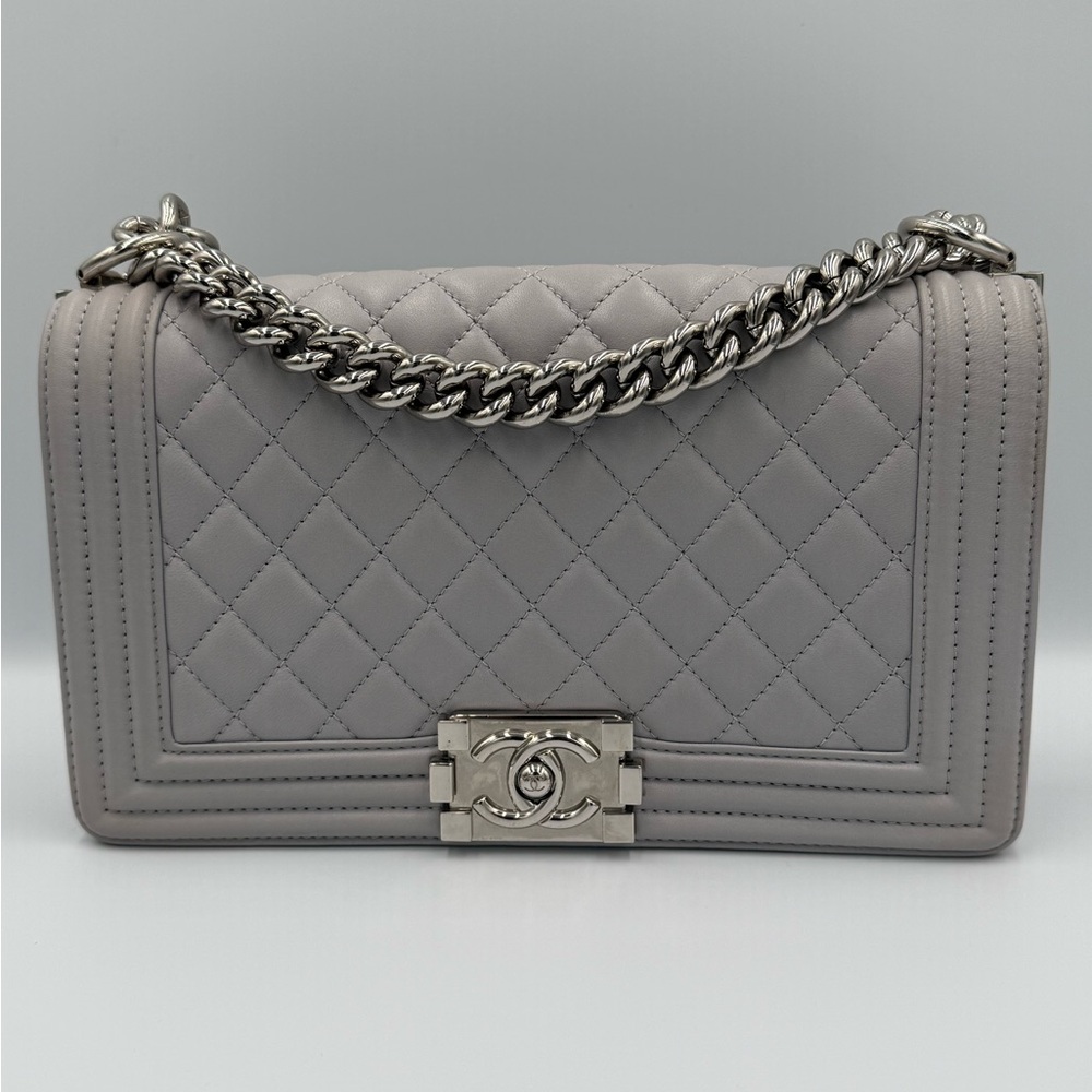 Chanel Gray Quilted Boy Bag